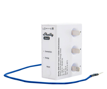 Czujnik inteligentny Shelly Miernik energii 1/3-kanałowy WiFi 3EM-63T Gen3 (płaski zacis